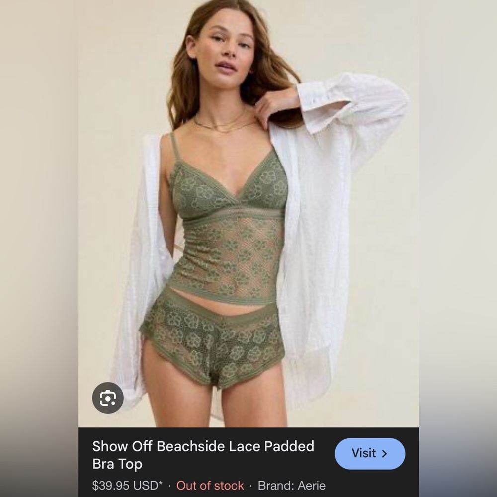 Aerie showoff beachside lace padded bra top